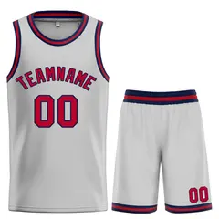 Bull Classic Sets Gray Maroon-Navy Basketball Jersey