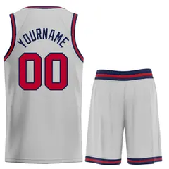 Bull Classic Sets Gray Maroon-Navy Basketball Jersey 2