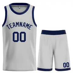 Bull Classic Sets Gray Navy Basketball Jersey