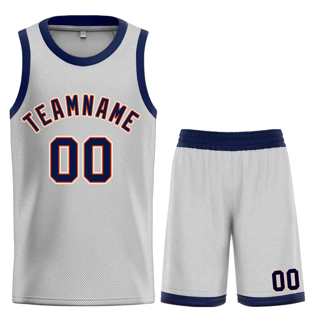 Bull Classic Sets Gray Navy-Orange Basketball Jersey