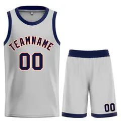 Bull Classic Sets Gray Navy-Orange Basketball Jersey