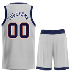 Bull Classic Sets Gray Navy-Orange Basketball Jersey 2