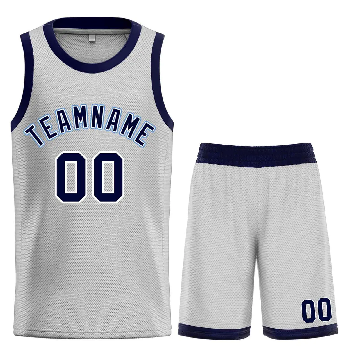 Bull Classic Sets Gray Navy-Powder Blue Basketball Jersey