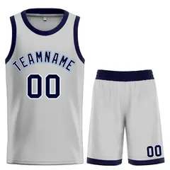 Bull Classic Sets Gray Navy-Powder Blue Basketball Jersey