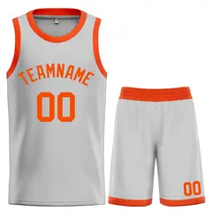Bull Classic Sets Gray Orange Basketball Jersey