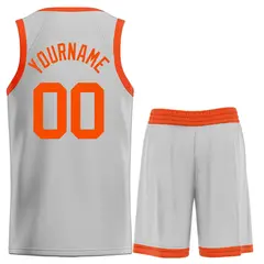 Bull Classic Sets Gray Orange Basketball Jersey 2