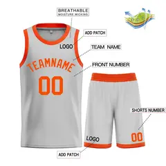 Bull Classic Sets Gray Orange Basketball Jersey 3