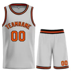 Bull Classic Sets Gray Orange-Black Basketball Jersey 1