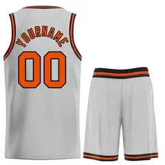 Bull Classic Sets Gray Orange-Black Basketball Jersey 2