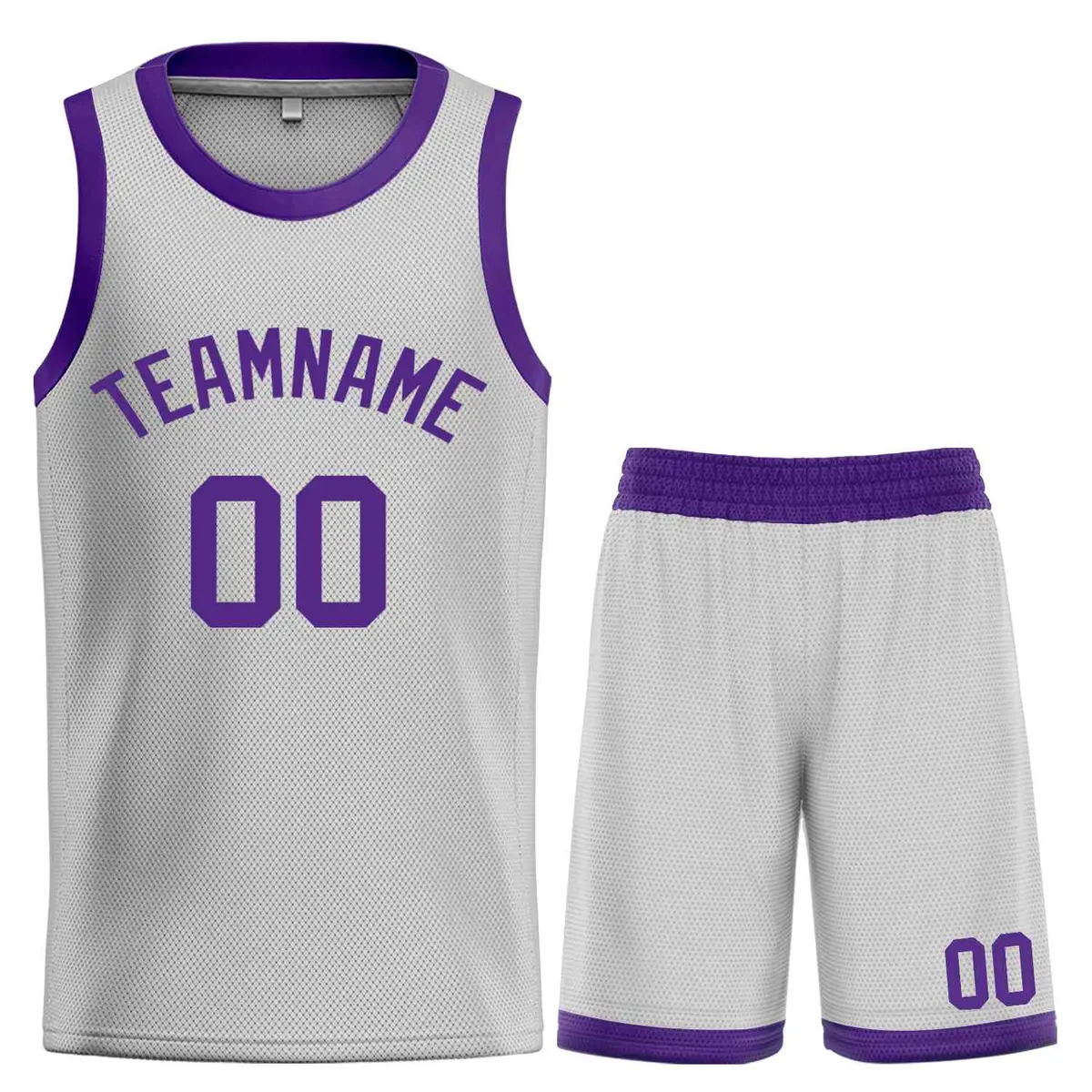 Bull Classic Sets Gray Purple Basketball Jersey