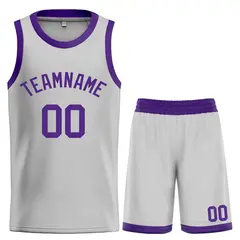 Bull Classic Sets Gray Purple Basketball Jersey