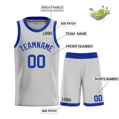 Bull Classic Sets Gray Royal Basketball Jersey 3