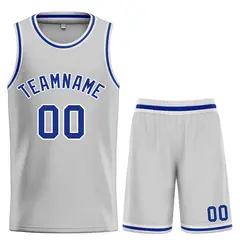 Bull Classic Sets Gray Royal-White Basketball Jersey