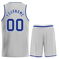 Bull Classic Sets Gray Royal-White Basketball Jersey 2