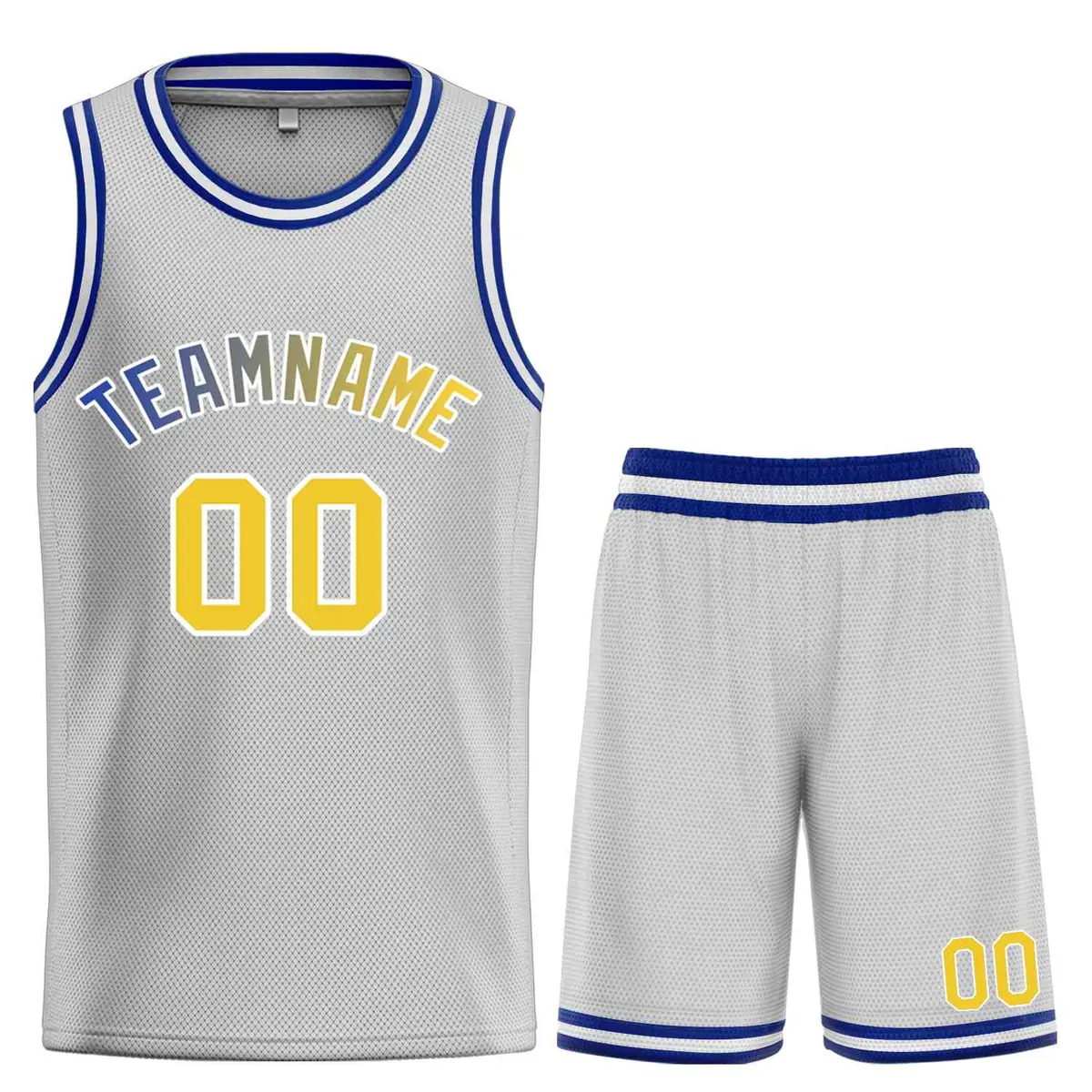 Bull Classic Sets Gray Yellow-White Basketball Jersey