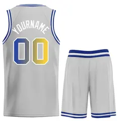 Bull Classic Sets Gray Yellow-White Basketball Jersey 2