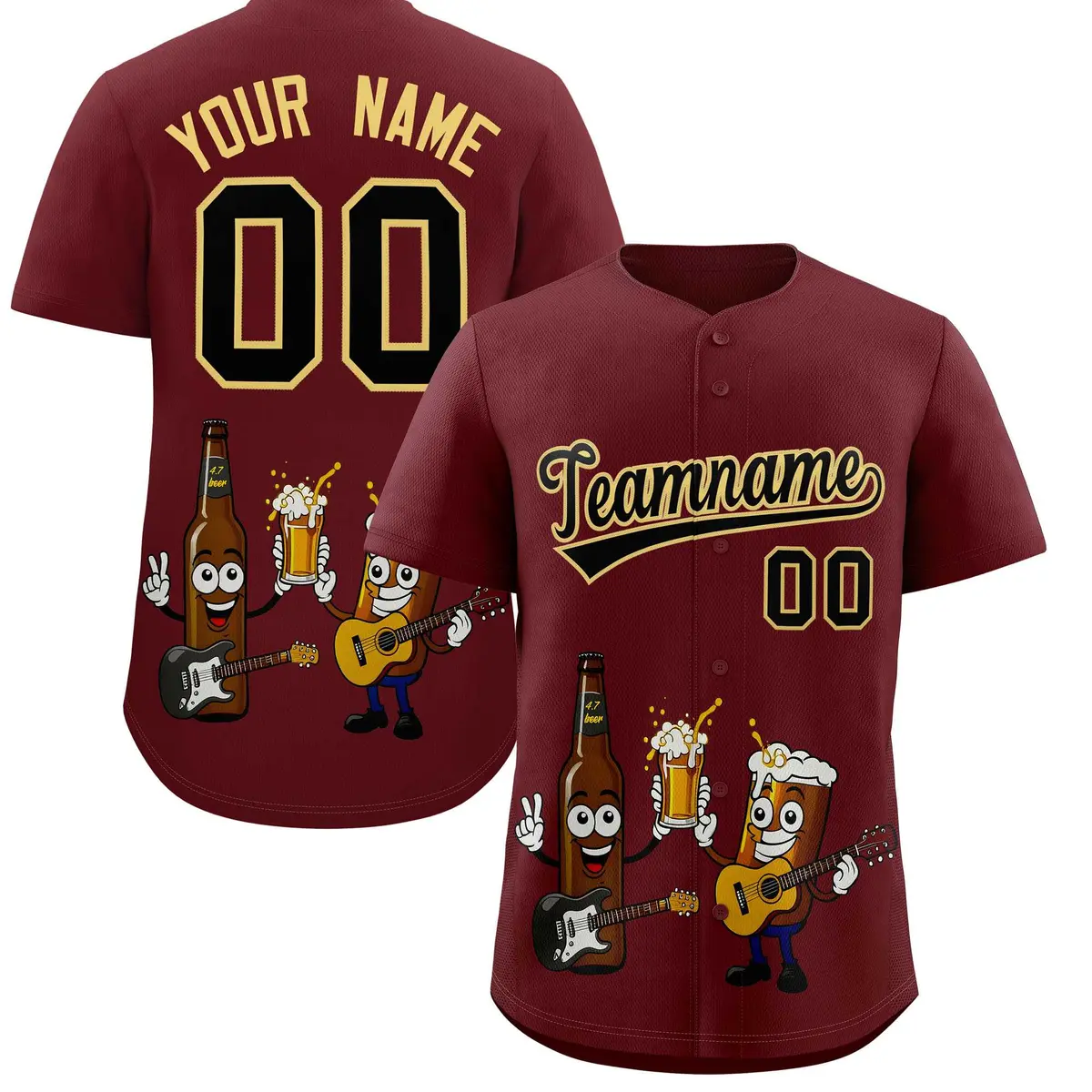 Burgundy Beer Day Parties Baseball Jersey