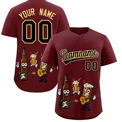 Burgundy Beer Day Parties Baseball Jersey