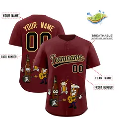Burgundy Beer Day Parties Baseball Jersey 2