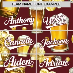 Burgundy Beer Day Parties Baseball Jersey 3
