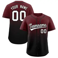 Burgundy Black Gradient Authentic Fashion Baseball Jersey 1
