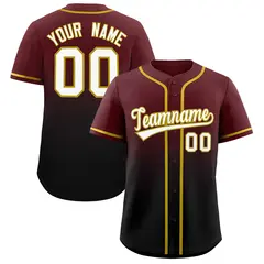 Burgundy Black Gradient Authentic Fashion Baseball Jersey