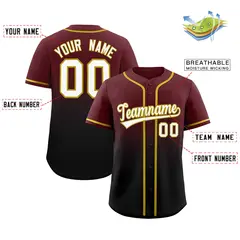 Burgundy Black Gradient Authentic Fashion Baseball Jersey 2