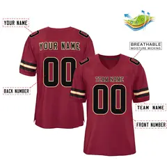 Burgundy Black-Khaki Classic Mesh Authentic Football Jersey 2