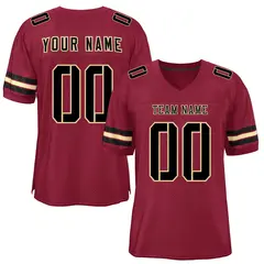 Burgundy Black-Khaki Classic Mesh Authentic Football Jersey 1