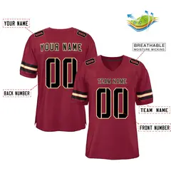 Burgundy Black-Khaki Classic Mesh Authentic Football Jersey 2