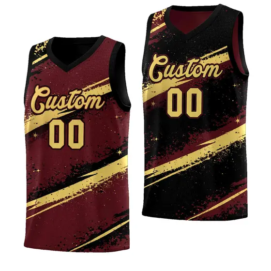 Burgundy Black Khaki Reversible Basketball Jersey Stellar Strike