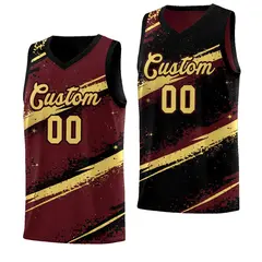 Burgundy Black Khaki Reversible Basketball Jersey Stellar Strike 1