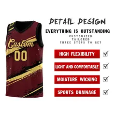 Burgundy Black Khaki Reversible Basketball Jersey Stellar Strike 3