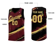 Burgundy Black Khaki Reversible Basketball Jersey Stellar Strike 4