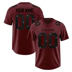 Burgundy Black Sequin Lettering Breathable Football Jersey