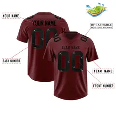 Burgundy Black Sequin Lettering Breathable Football Jersey 2