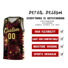 Burgundy Black Vice Burst Graffiti Basketball Jersey 2