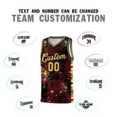 Burgundy Black Vice Burst Graffiti Basketball Jersey 4