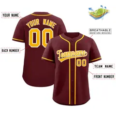 Burgundy Classic Style Authentic Baseball Jersey 2