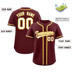 Burgundy Classic Style Authentic Baseball Jersey 2