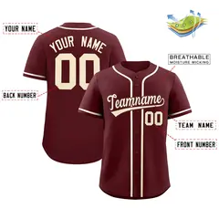 Burgundy Classic Style Authentic Baseball Jersey 2