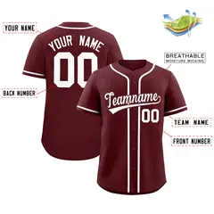 Burgundy Classic Style Authentic Baseball Jersey 2