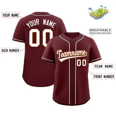 Burgundy Classic Style Authentic Baseball Jersey 2