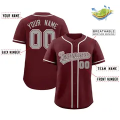 Burgundy Classic Style Authentic Baseball Jersey 2