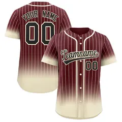 Burgundy Cream Gradient Stripe Baseball Jersey 1