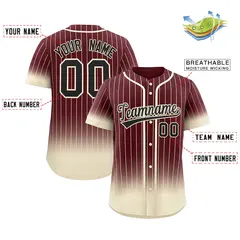 Burgundy Cream Gradient Stripe Baseball Jersey 2