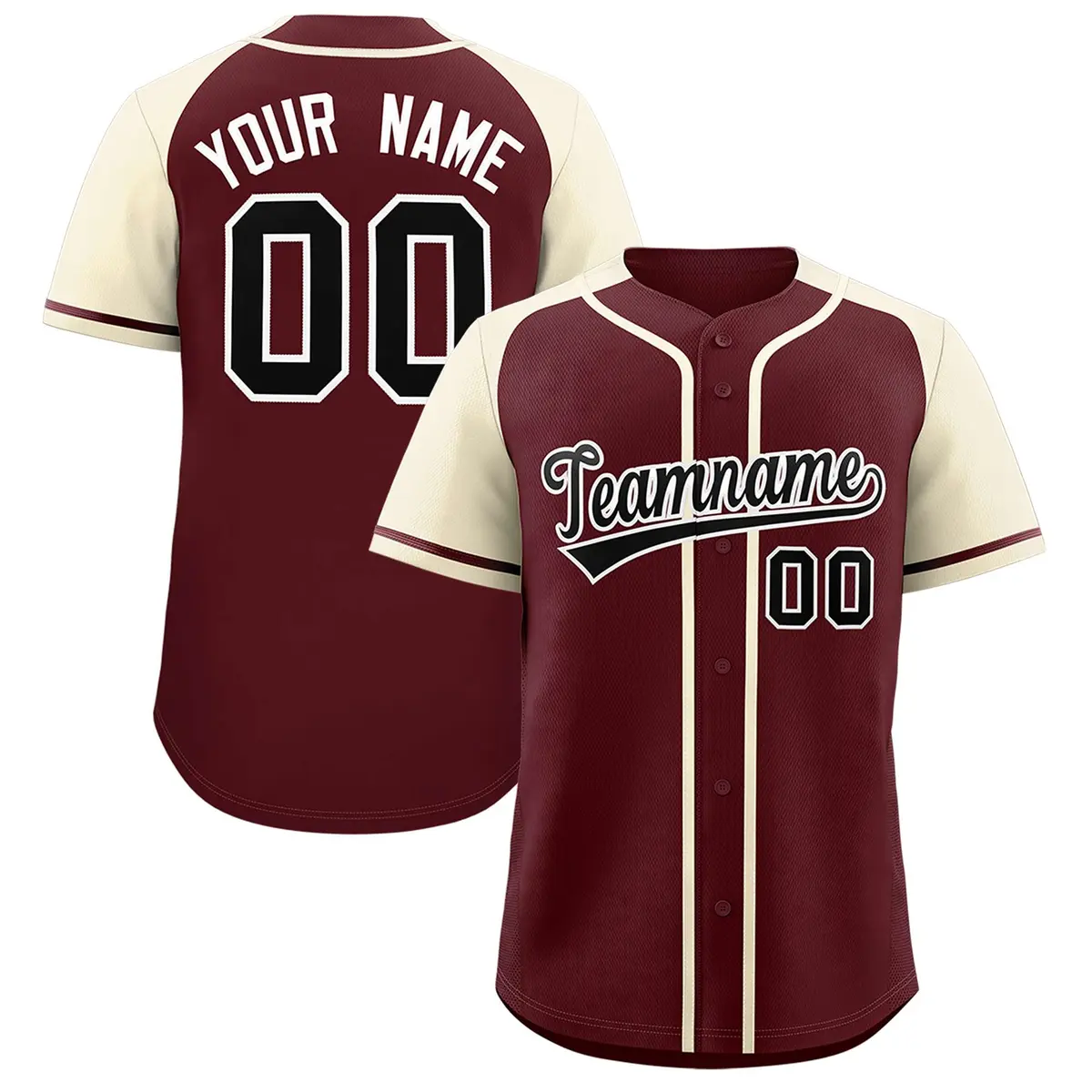 Burgundy Cream Raglan Sleeves Authentic Baseball Jersey