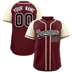 Burgundy Cream Raglan Sleeves Authentic Baseball Jersey 1