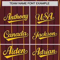 Burgundy Gold and Black Bi-Color Stripes Baseball Jersey 3