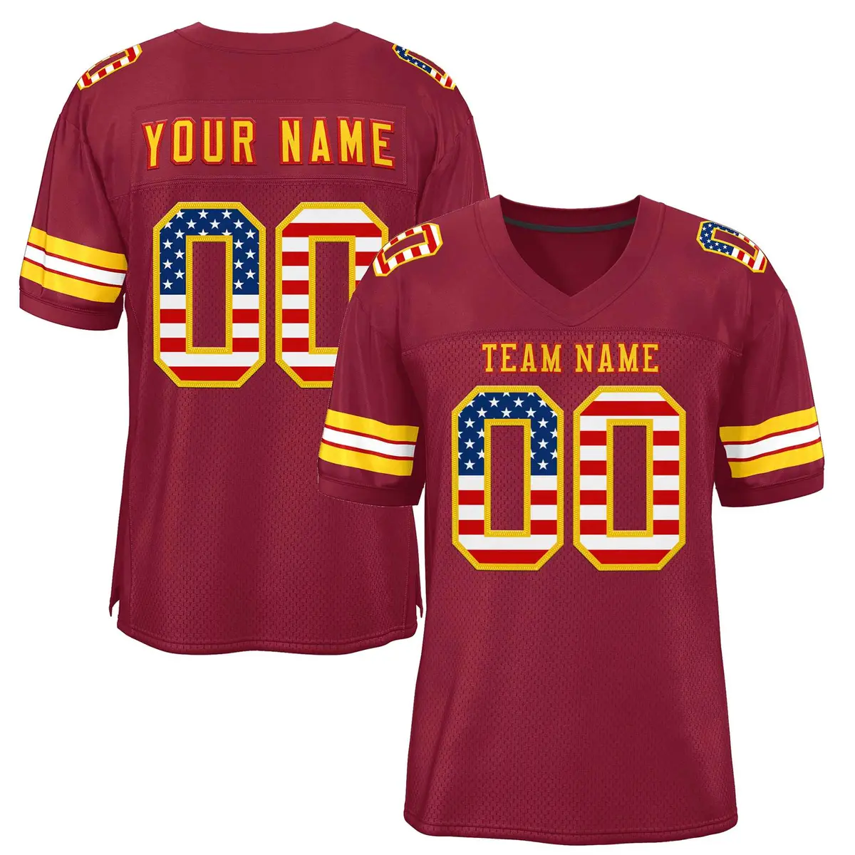Burgundy Gold-Red Classic Style Authentic Football Jersey